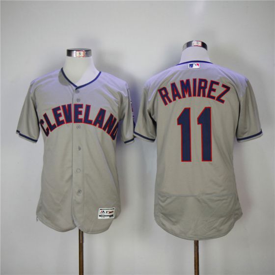 Men Cleveland Indians #11 Jose Ramirez Grey Elite MLB Jerseys->cleveland indians->MLB Jersey